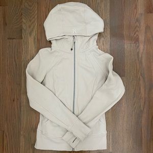 Scuba full zip hoodie in Bone